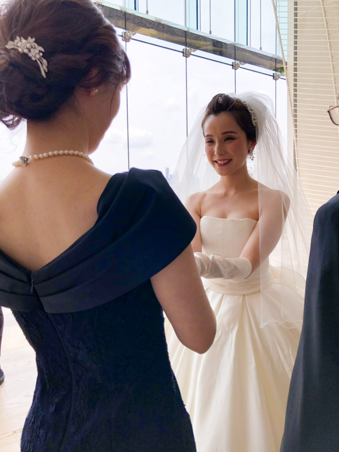 実際の結婚式 母親 フォーマルドレスL073ダークネイビー